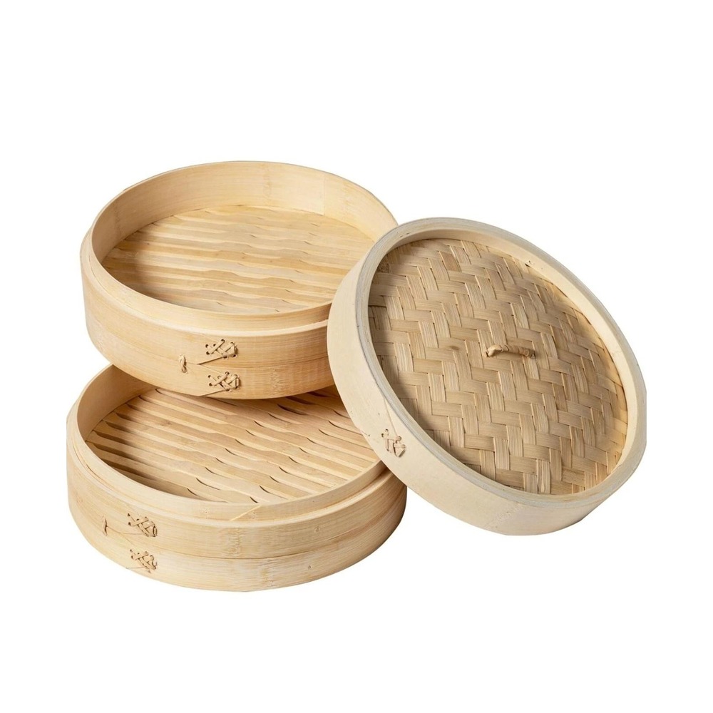 Traditional 10 Inch Bamboo Steamer Basket 2 Tier for Dumplings Buns Vegetables - Picture 11 of 11